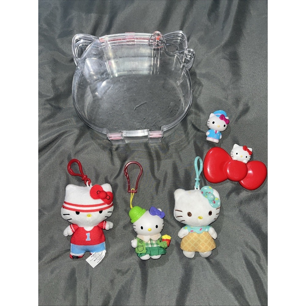 Hello Kitty Wristlet Plastic & Plush Keychains Mirror Toy Case does not close